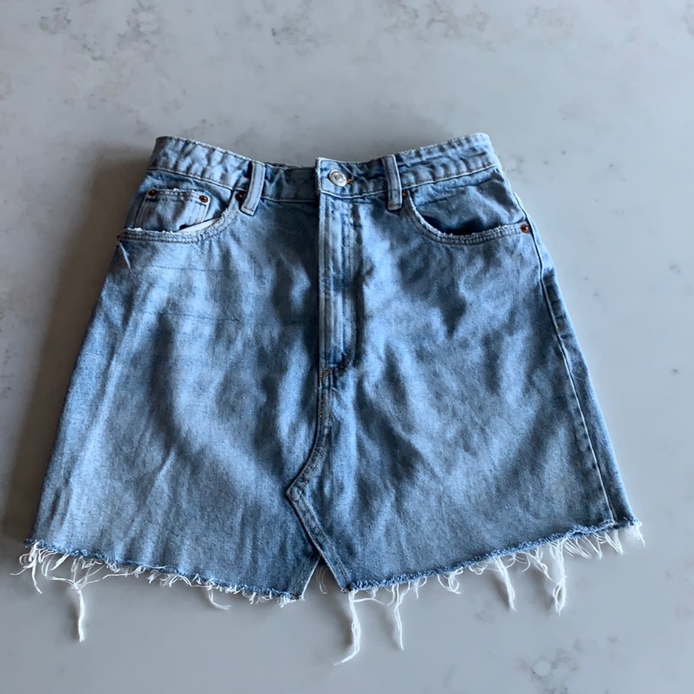 light wash denim skirt